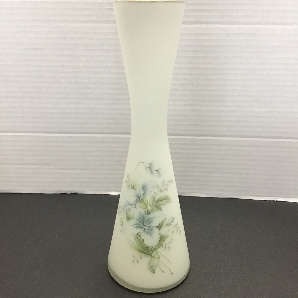Vintage Norleans Frosted White Glass Vase Made in Italy